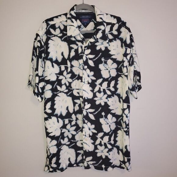 VINTAGE TOMMY HILFIGER CYBER Y2K PIXEL HAWAIIAN FLORAL SHIRT SIZE LARGE - Picture 1 of 8